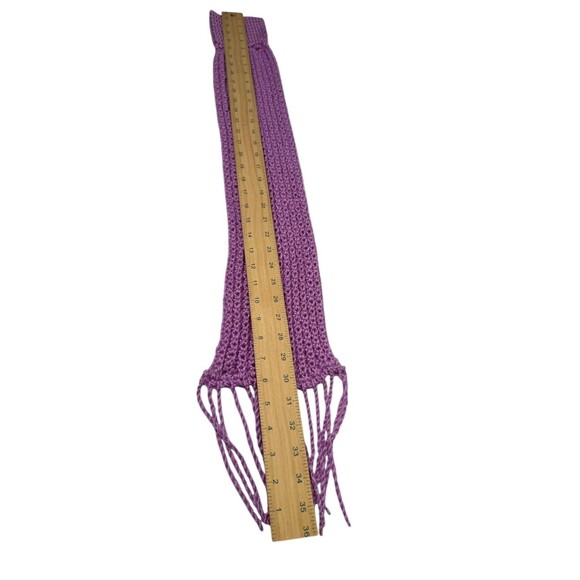 Handmade Lilac Crochet Scarf With Fringe-Soft Acrylic Yarn One Size - Picture 8 of 9